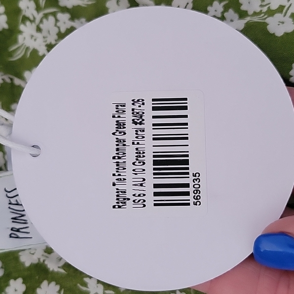 NWT Princess Polly Ragnar Tie Front Cut Out Romper Green Floral 6 - Picture 6 of 11